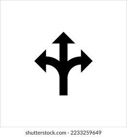 3 arrow way line icon. Simple outline style. Choice, option, pathway, opportunity, logo, split, road, choose, three concept. Vector illustration on white background.