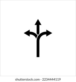 3 icono de línea de dirección de flecha. Estilo de contorno simple. Elección, opción, camino, oportunidad, logo, división, camino, elección, tres concepto. Ilustración vectorial sobre fondo blanco.