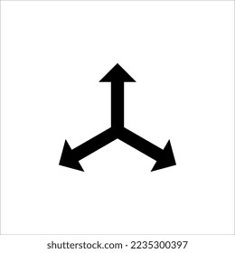 3 arrow way line icon. Simple outline style. Choice, option, pathway, opportunity, logo, split, road, choose, three concept. Vector illustration on white background.