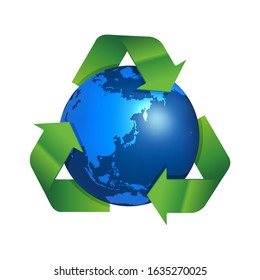3 arrows around earth vector illustration ( recycle, ecology )