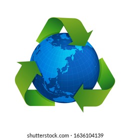 3 arrows around earth vector illustration ( recycle, ecology )