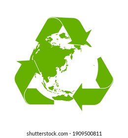 3 arrows around earth vector illustration ( recycle, ecology, 3R | recycle, reuse, reduce)