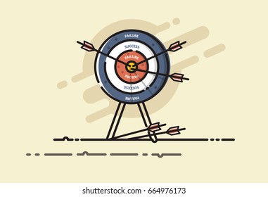 3 arrows hit the SUCCESS on target. Successful aiming to success bullseye. Business , Financial and Investment concept. MBE design. Vector illustrator.