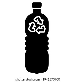 3 arrows on plastic pvc bottle, recycle, reusable. saving and care for ecology and green environment, symbol, sign, vector, illustration