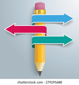 3 arrows with pencil on the gray background. Eps 10 vector file.