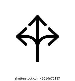 3 arrows pointing in different directions vector icon with editable stroke