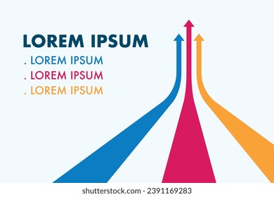 3 Pfeile Streifen Hintergrund, Business-Pfeil Zielrichtung Konzept zum Erfolg. Finanzwachstumsvision, die sich in die Höhe zieht.