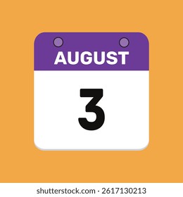 3 august calender icon text page monthly web design.