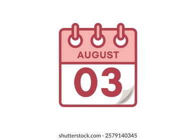 3 August month single day vector, illustration, calendar with maroon, rose and white color background calendar August 3
