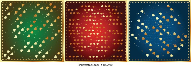 3 Background with golden heart. Vector