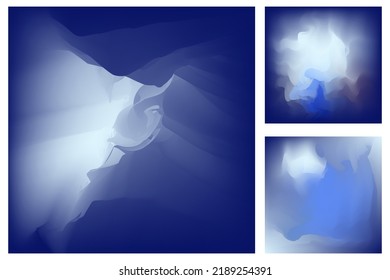 3 backgrounds with a subtle and soft blend of dark to bright blue. can be used as a wallpaper or background for your project