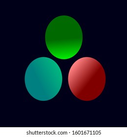 3 balls vector icon in green red green with black  background.