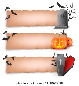 3 banners for Halloween party.Vector illustration