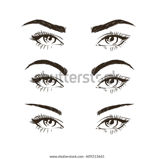 3種類の眉の形の基本的なベクターイラスト ファッションの女性の眉 のベクター画像素材 ロイヤリティフリー