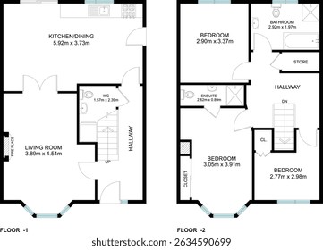 3 bedroom 2 story house plan