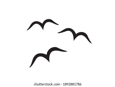 3 Birds Flying In The Air. Vector Illustration