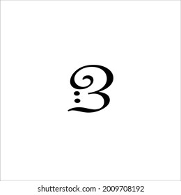 3 black letter vector logo design