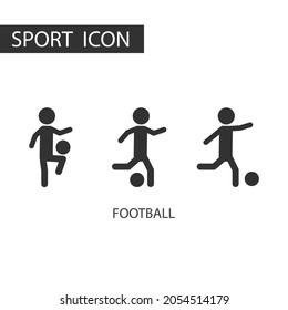 3 black pictogram of Football set. Kinds of sports, Pictogram sport set.