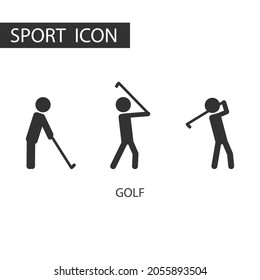 3 pictograma negro de juego de golf. Deportes de tipo Pictograma y deporte.