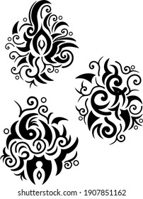 3 black tattoo vector design art abstract graphic illustration drawing decoration decorative pattern