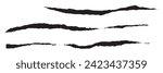 3 BLACK TEARS. ILLUSTRATION OF TORN, SCRATCHED PAPER