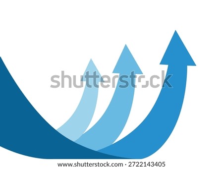 3 Blue Business Arrow Falling Then Curving Up Representing Profit Recovery and Business Rebound in Competition or Cooperation
