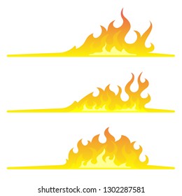 3 bonfire borders with flat bottom design element on white background