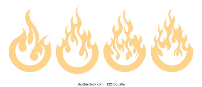 3 bonfire icon with round bottom design element on white background