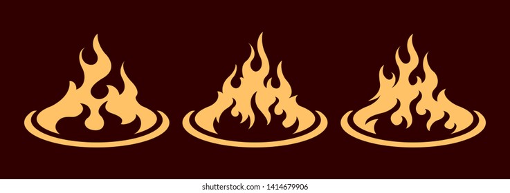 3 bonfire icon with round bottom design element 