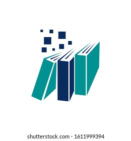 3 books with digital sign simple ebook logo design vector Electronic Library icon sign