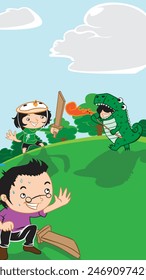 3 boys playing at park