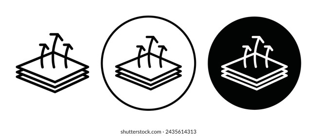 3 Breathable layers outline icon collection or set. 3 Breathable layers Thin vector line art