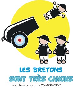 3 bretons dont un qui est éjecté d'un canon