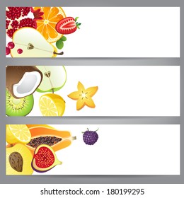 3 bright fruit banners for your designs