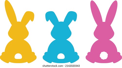 3 Bunnies Isolated Easter Vector Design