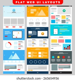 3 business web ui layout template | Modern set of flat website template design metro style. Info graphics or website layout ~ vector illustration