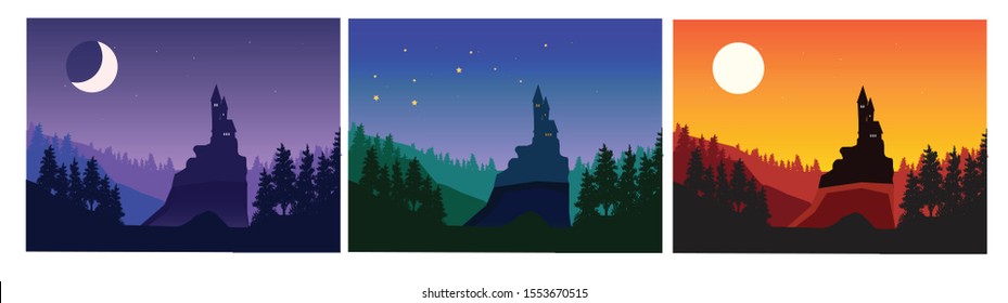 3 castle illustrartion for background!
