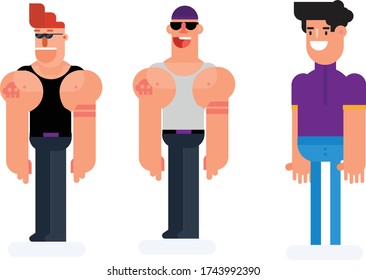 3 Character young flat design 