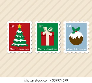 3 Christmas Postage Stamps