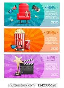 3 banderas de cine.Ilustración vectorial
