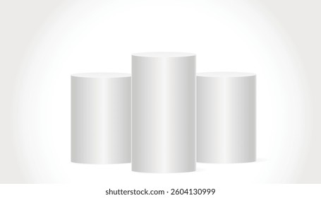 3 Circle cylinder for product display pedestal with background vector illustration