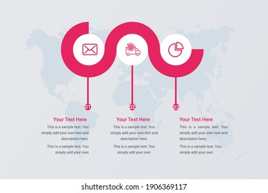
3 infografía de círculo con imagen vectorial de línea de tiempo abstracta
