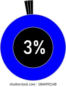 3% circle percentage diagram for web design, user interface (UI) or infographic - indicator with blue and black