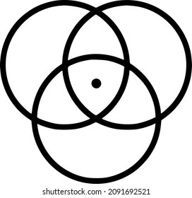 3 circle and point. Vector design element. Center of the circles. EPS