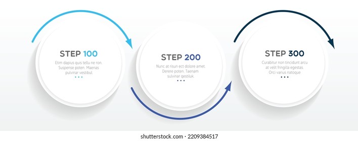 3 Circles 3D infographic. Tree steps labels. Vector template.