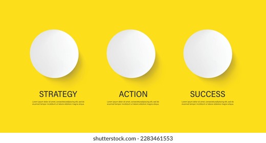 3 circles business presentation concept. 3 steps business diagram information template for presentation project.