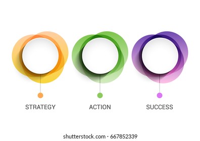 3 circles business presentation concept. 3 steps diagram information template for business