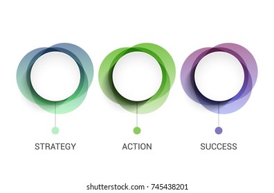 3 circles business presentation concept banner. 3 steps diagram information template for business