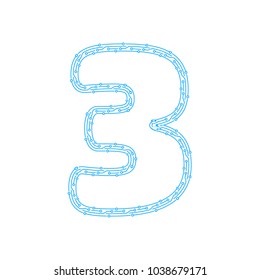 3 Circuit Letter Logo Icon Design - Shutterstock ID 1038679171