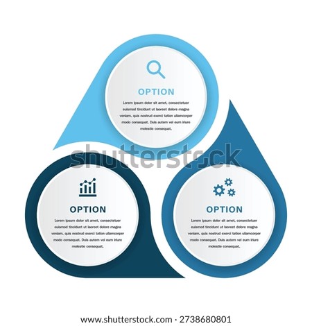 3 Circular Business Infographic Options with Teardrop Design